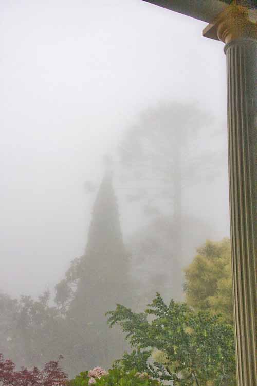 view from hotel porch at tea time